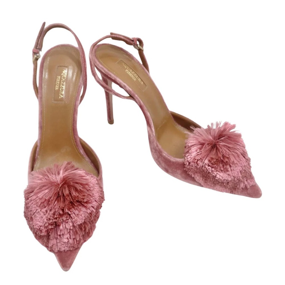 Aquazzura Velvet Slingback Heels - Antique Rose
